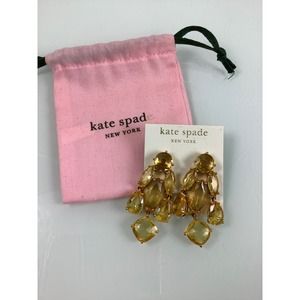 Kate Spade Champagne Crystal Chandelier Drop Pierced Earrings 2.5” NEW